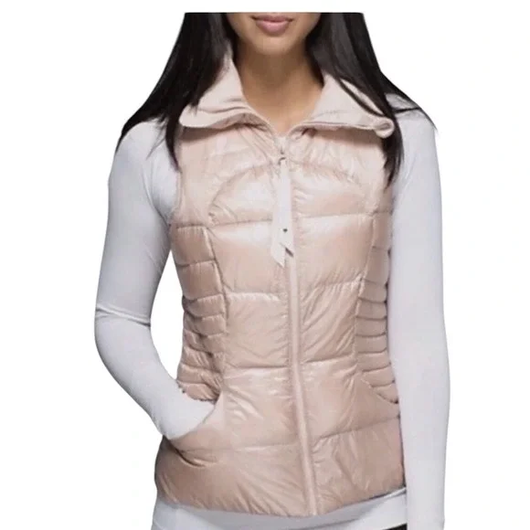Lululemon Fluffin Awesome Vest Puffer Rose Gold Packable Goose Down Womens 8