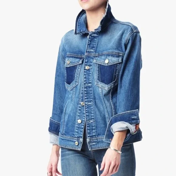 7 For All Mankind Raw Edge Collar Denim Jacket NWT