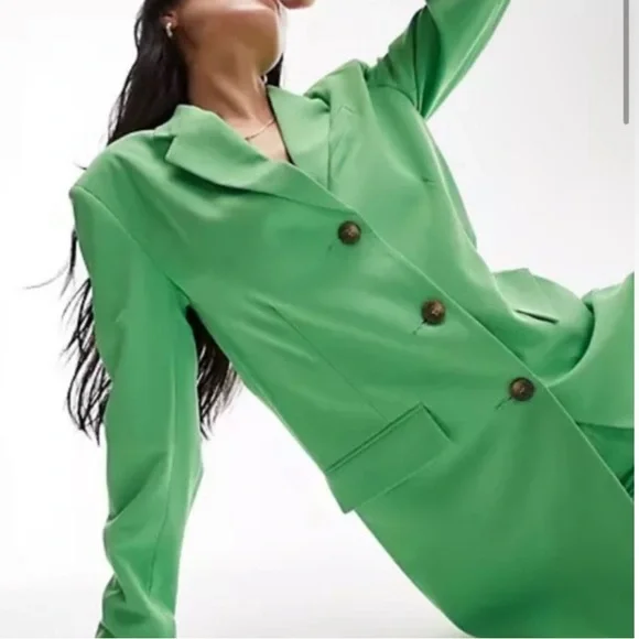 Topshop Green Belted Blazer‎