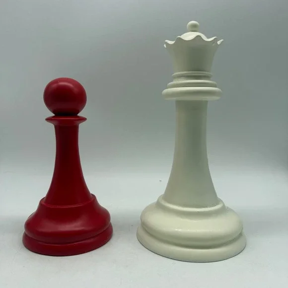 Chess Bookends White Queen and Red Pawn Decorative Library Office Set