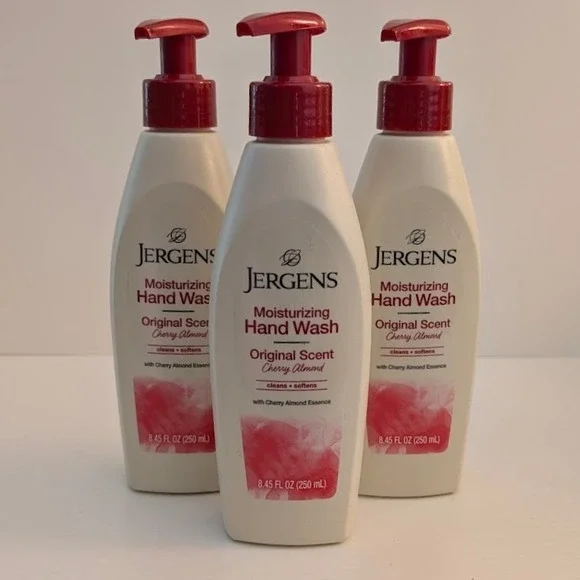 3 Pack Jergens Original Cherry Almond Moisturizing Hand Wash Soap Pump 8.45 oz