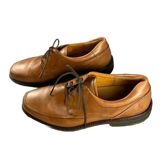 Ecco Apron Toe Dress Shoes Brown Leather Mens Size EU 44 US‎ 10 Business Career