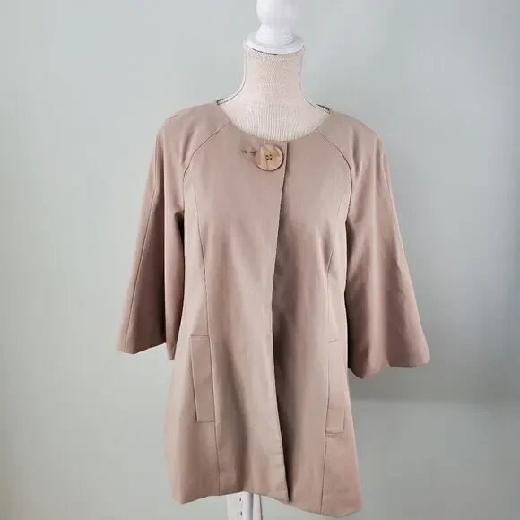 KENZIE WOMEN'S SWING JACKET POCKETS ONE BUTTON 3/4 LENGTH SLEEVES SIZE 8