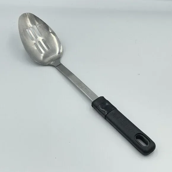 Best Results EKCO Stainless Slotted Kitchen Spoon Cooking Black Plastic Handle