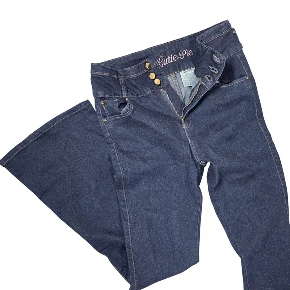 Cutie Pie Stretch High Rise Bell Bottom Jeans Womens Juniors 13 Retro Hippie