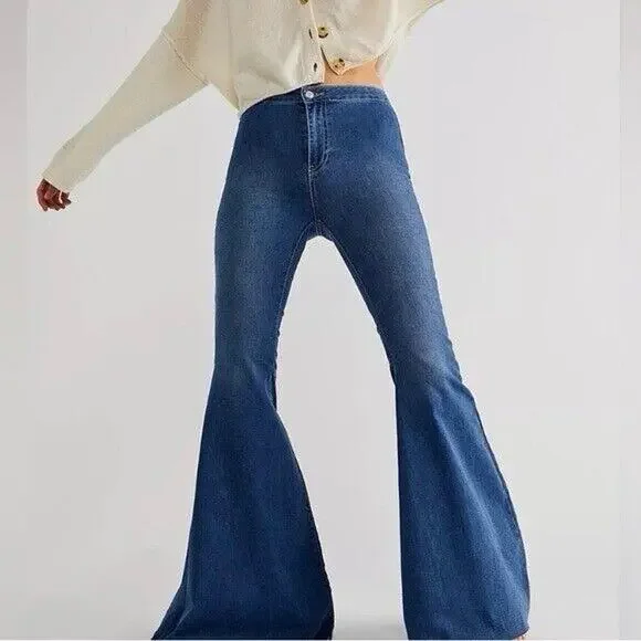Free People Womens Float On Flare‎ Jeans Size 25R Bell Bottom 70s Hippie Boho