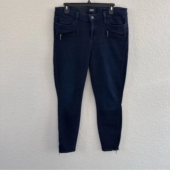 PAIGE Jane Zip Dark Wash Skinny Jeans Size 31 Ankle Zip