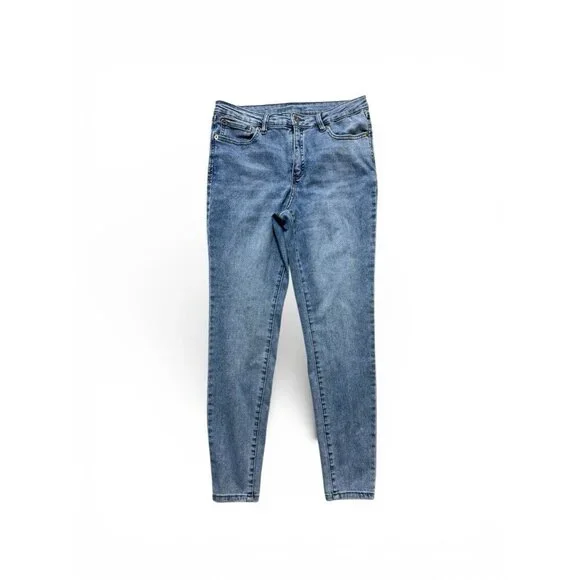 INC International Concepts Skinny Jeans Womens 12 Light Wash Stretch Mid Rise