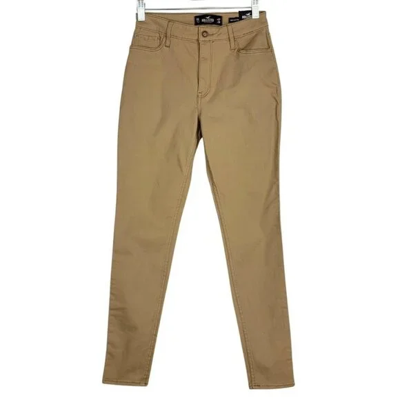 Hollister High Rise Super Skinny Womens Pants Size 5 Short 27 x 28 Stretch Khaki