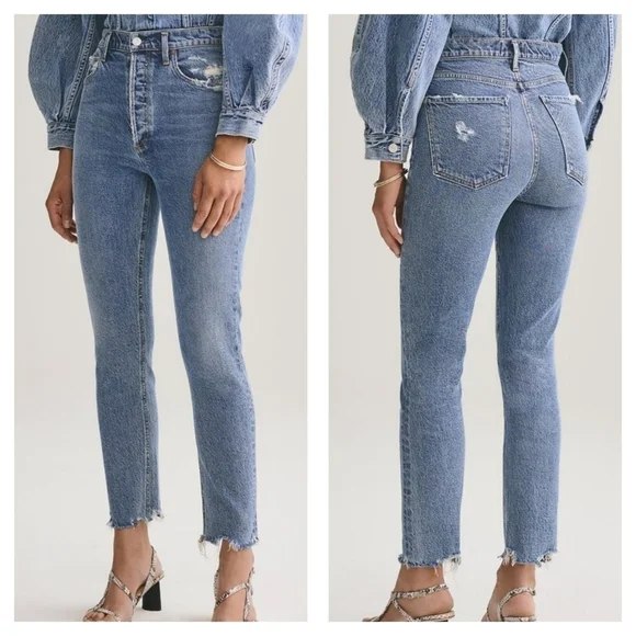AGOLDE Nico High Rise Slim Fit Jeans in Rooted Size 27