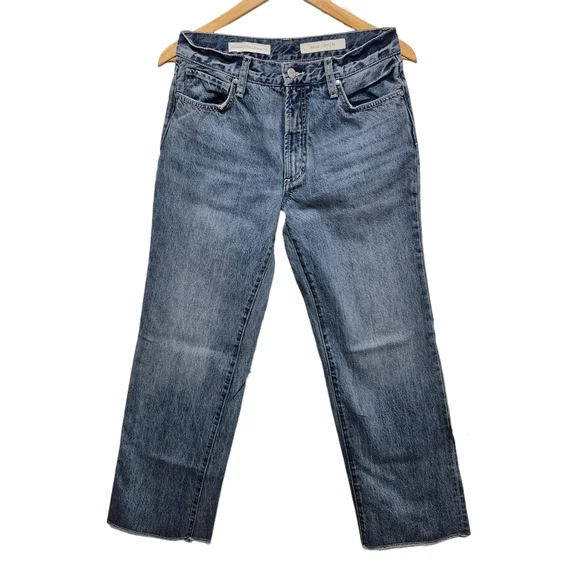 Pilcro Anthro High Waisted Straight Leg Folio Rigid Denim Jeans SIZE 27 Mid-Wash