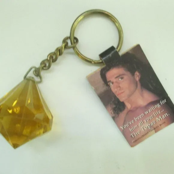 Topaz Man Key Chain Vintage Cover Model Promo Item for Topaz Romance books 1990s