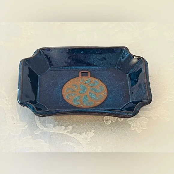 AppalachianSigned Studio Pottery Handmade Cobalt Blue Stoneware Trinket Tray