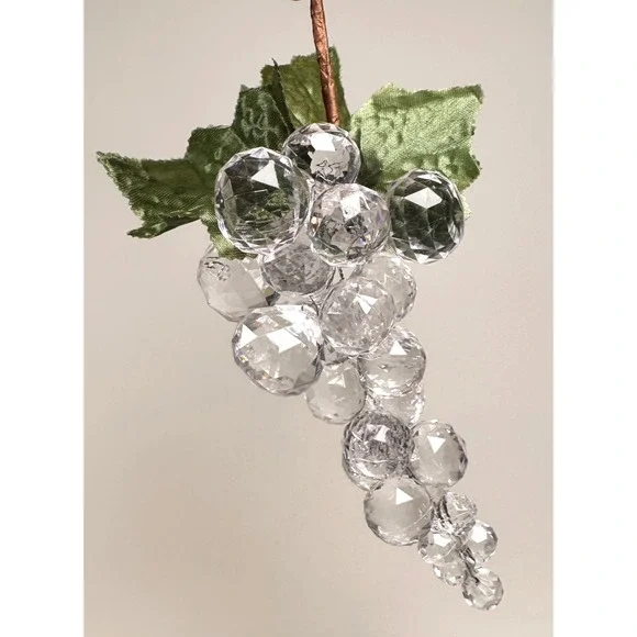 Vintage‎ Beaded Grapes Faceted Cluster Clear Iridescent Lot of 3 Home Decor 8