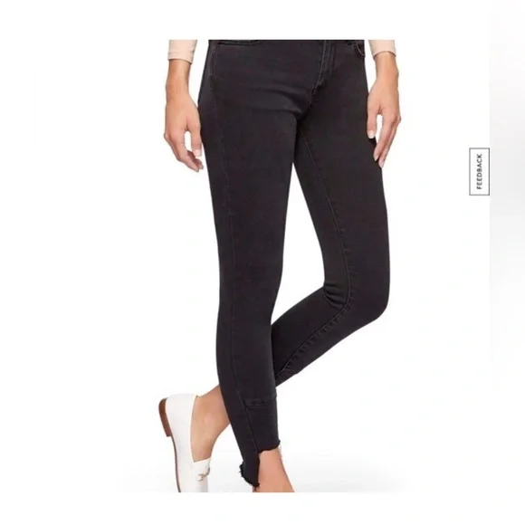 Sam Edelman ‘The Kitten’ Mid-Rise Skinny Ankle Jean - Black Frayed Sz 33