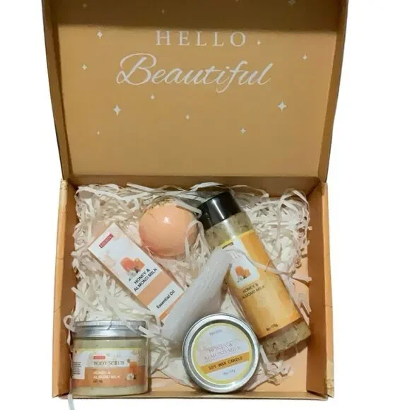 HSOEIXL Skincare Gift Set Honey & Almond Milk Orange White Bath Set
