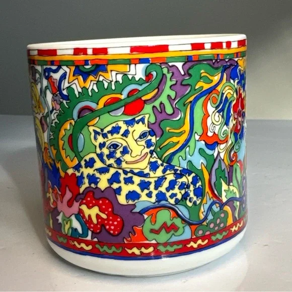 Vintage‎ 1970s Ceramic Yves Saint Laurent Rive Gauche Vanity Jar NO LID Abstract
