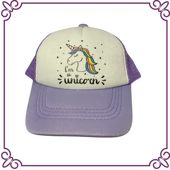 One Baby Trucker Hat I'm a Unicorn Purple & White NEW