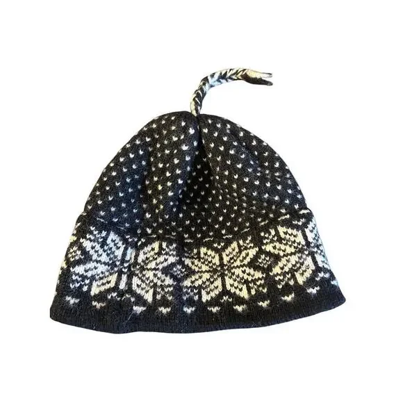 Stowe Woolens 100% Wool Snowflake Pattern Kids Hat Hand Crafted