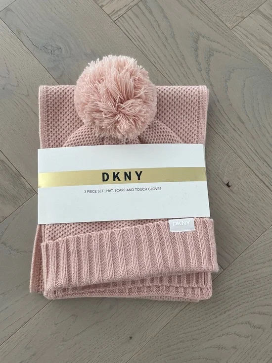 DKNY Blush Pink Pom Pom Hat and Scarf ONLY.