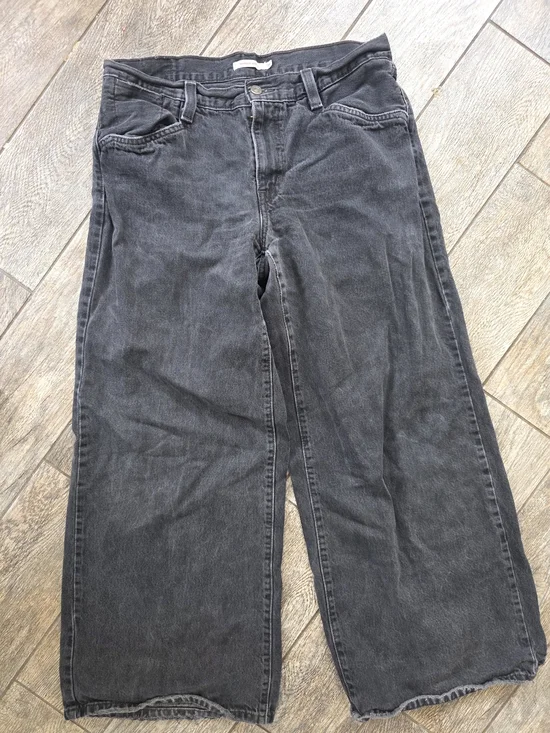 Levi's 94 Wide Leg Baggy Black Denim Jeans Womens Sz 31
