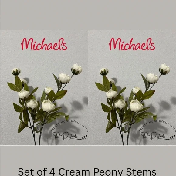 Michaels Cream Peony Floral Stems
