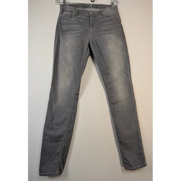 7 For All Mankind Gwenevere Grey Skinny Jeans Womens Size 31 Stretch Denim