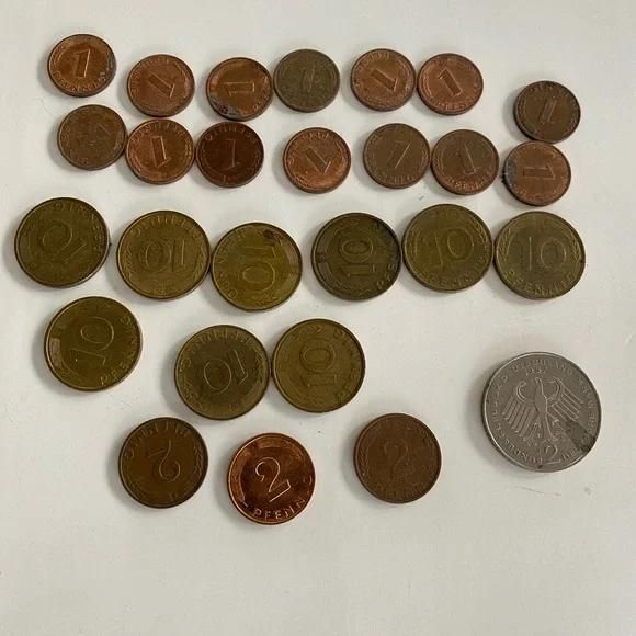 Vintage German Coins Pfinnigs mixed lot 1960s-1990s money from Germany