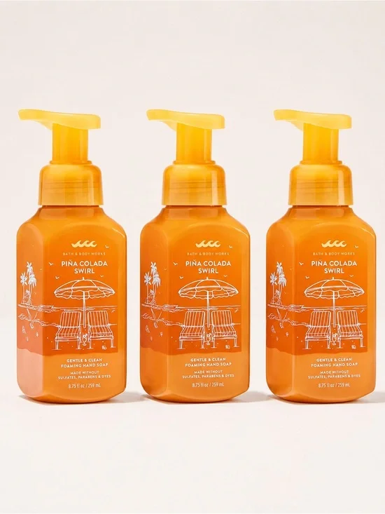 Bath & Body Works NWT Trending Piña Colada Swirl Foaming Hand Soap Set of 3 New