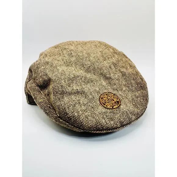 Patrick‎ Francis Irish Cap Brown Tweed Newsboy Hat Celtic Knot - Youth Large