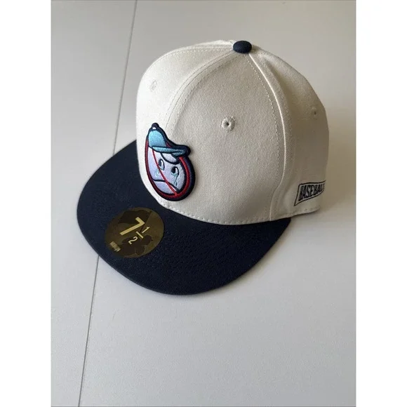Baseballism No Crying Logo MLB Size 7 1/2‎ Baseball Cap White And Blue