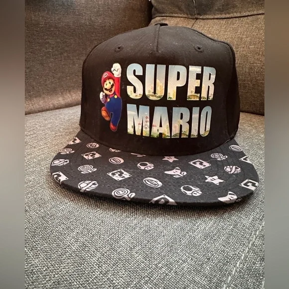 Nintendo Super Mario Black Hat SnapBack Youth