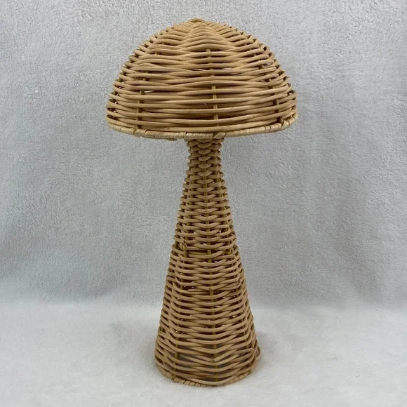 Woven Rattan Mushroom Decor 13.5”