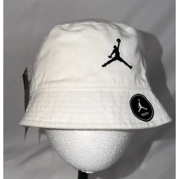 Nike Jordan Jumpman Youth 8-20 White Bucket Hat NEW (Y1)