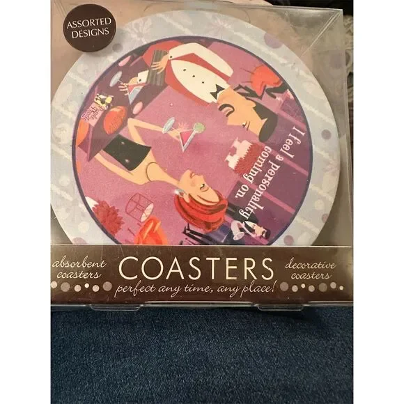 Thirstystone Whimsical Stone Coaster Set of 4 Multicolor Home Decor