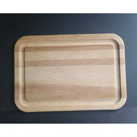 Wooden Reversible Cutting Board with‎ Juice Groove Striped Wood Grain 15.5x10.5