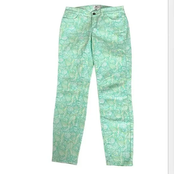 Vineyard Vines Green White Nantucket Seashell Jeans Size 2