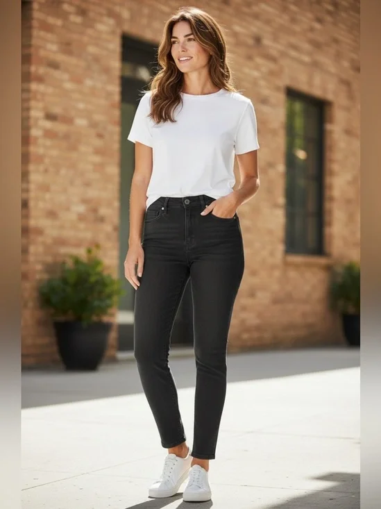 Ann Taylor Black Mid-Rise Skinny Jeans