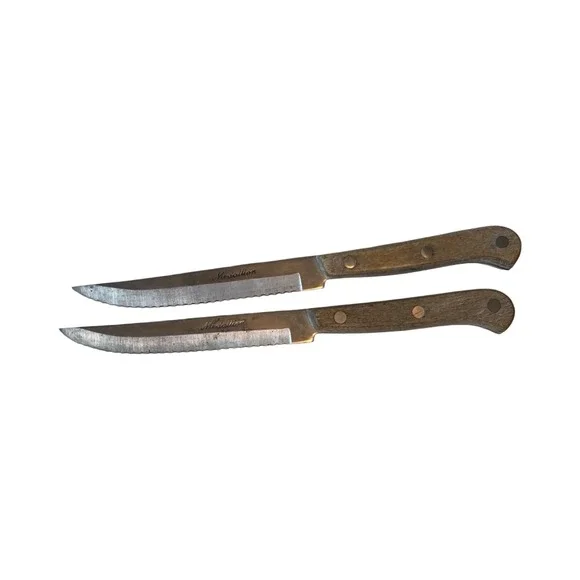 Vintage Medallion Steak Knives Set of 2 Wood Handle Stainless Steel Japan