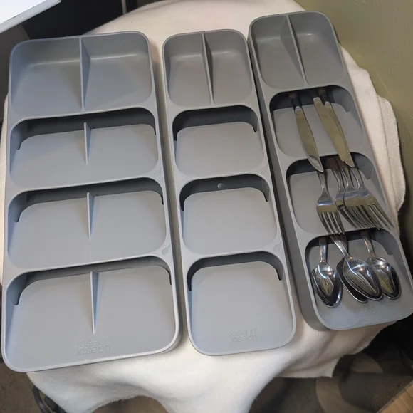 Gray Kitchen Drawer Organizer Tray