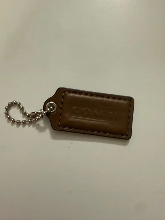 COACH Brown Leather Keychain Tag - Men's Accessory