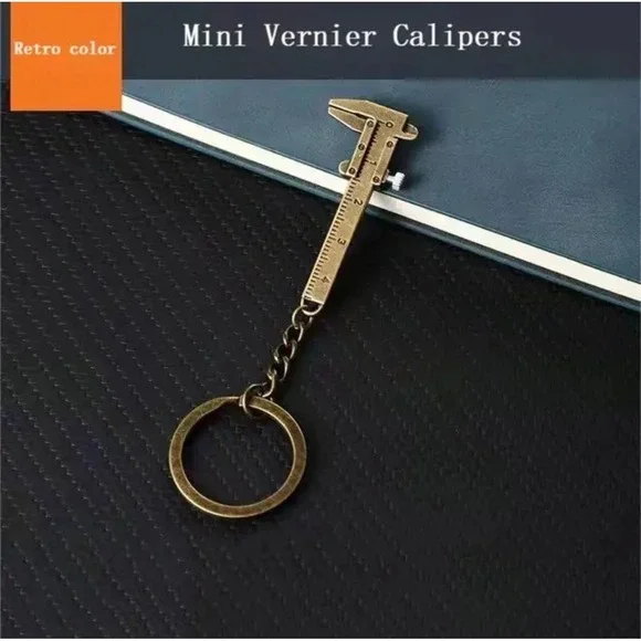 Vernier Caliper Gauge 0-40mm Key Chain Keychain Tool‎ Engineering Novelty Bronze