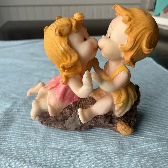Adorable Kissing Sisters Figurine