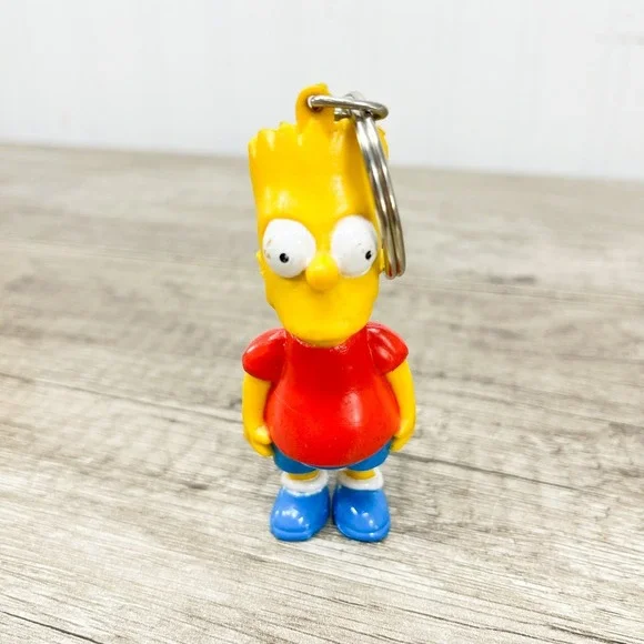 Bart Simpson Keychain Vintage 1990 The Simpsons Keyring PVC KeyTag Toy Gift