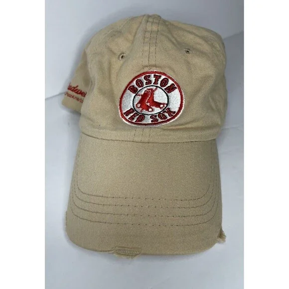 Boston Red Sox Youth Hat Cap Khaki Tan Adjustable Distressed Look Budweiser
