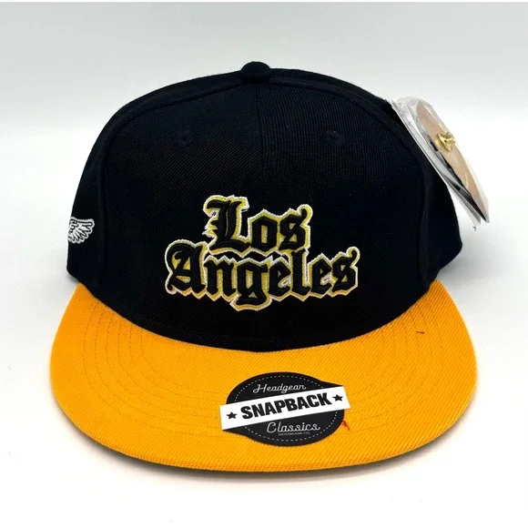 Headgear Classics Los Angeles Dedication Youth Snapback Hat Black Yellow HGC140