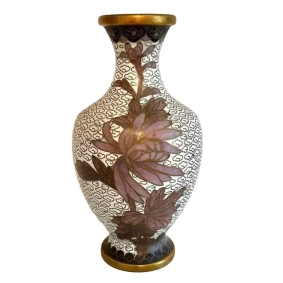 VINTAGE ASIAN CLOISONNE BRASS ENAMEL SMALL BUD VASE