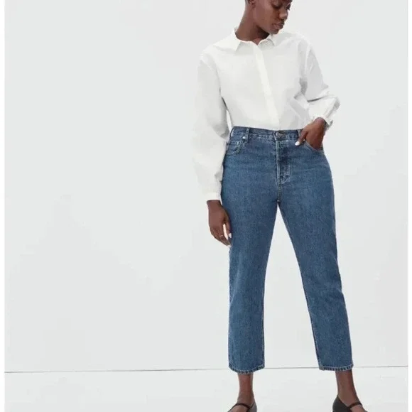 NEW Everlane Blue Curvy 90’s Cheeky Jean Straight High Rise Size 31