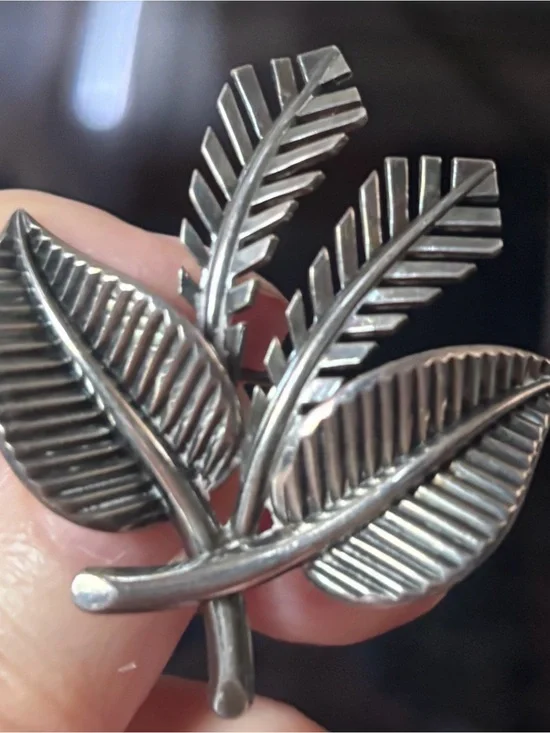 Vintage Rodi Wienenberger Sterling Silver Leaf Cluster Brooch, c. 1930-1940