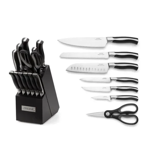 Oneida Vanguard Stainless Steel Blades 13 Piece‎ Tang Knife Set Hardwood …